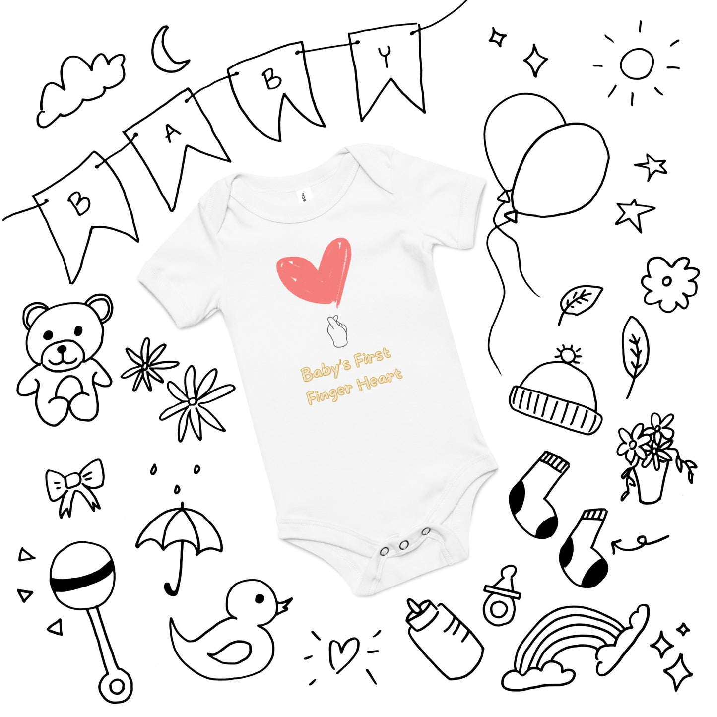 First finger heart onesie